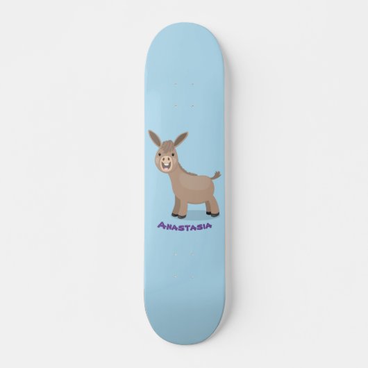 Cute happy miniature donkey cartoon persoonlijk skateboard (Voorkant)