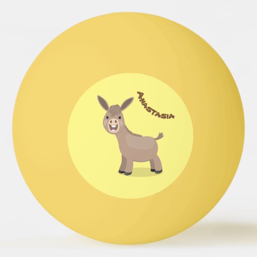 Cute happy miniature donkey cartoon pingpongbal (Achterkant)