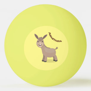 Cute happy miniature donkey cartoon pingpongbal