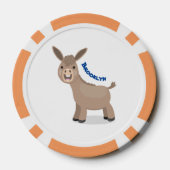 Cute happy miniature donkey cartoon poker chips (Achterkant)