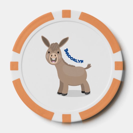 Cute happy miniature donkey cartoon poker chips (Voorkant)