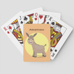 Cute happy miniature donkey cartoon pokerkaarten