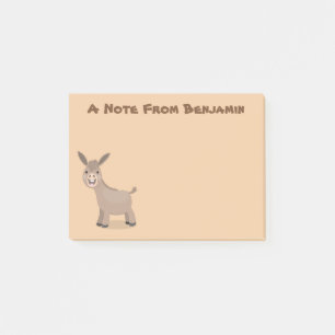 Cute happy miniature donkey cartoon post-it® notes