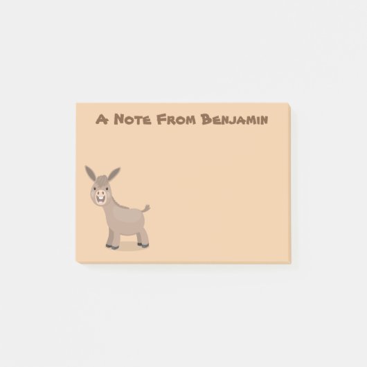 Cute happy miniature donkey cartoon post-it® notes (Voorkant)