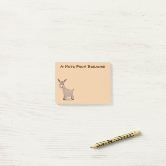 Cute happy miniature donkey cartoon post-it® notes (Op bureau)