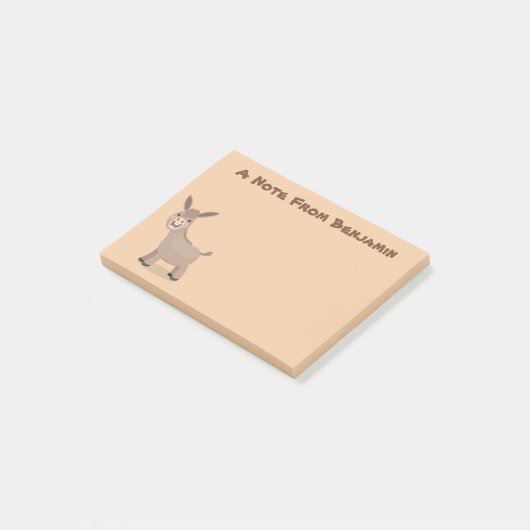 Cute happy miniature donkey cartoon post-it® notes (Schuin)