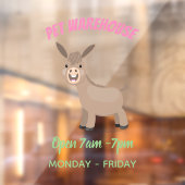 Cute happy miniature donkey cartoon raamsticker (Vel 2)