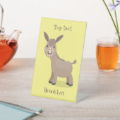 Cute happy miniature donkey cartoon reclamebord met voetstuk (Insitu)