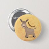 Cute happy miniature donkey cartoon ronde button 5,7 cm (Voorkant /achterkant)