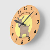 Cute happy miniature donkey cartoon ronde klok (Hoek)