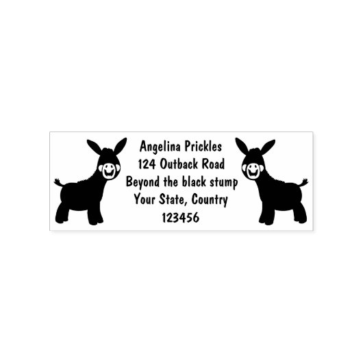 Cute happy miniature donkey cartoon rubberstempel (Afrduk)