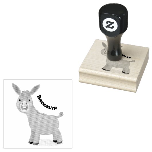 Cute happy miniature donkey cartoon rubberstempel (Gestempeld)