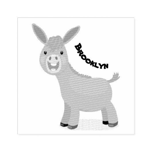 Cute happy miniature donkey cartoon rubberstempel (Afrduk)