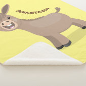 Cute happy miniature donkey cartoon sherpa deken (3/4)