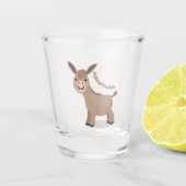Cute happy miniature donkey cartoon shot glas (Voorkant)