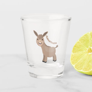 Cute happy miniature donkey cartoon shot glas
