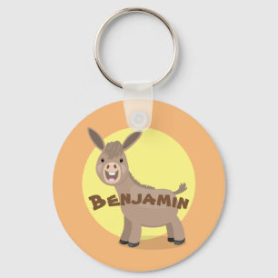Cute happy miniature donkey cartoon sleutelhanger