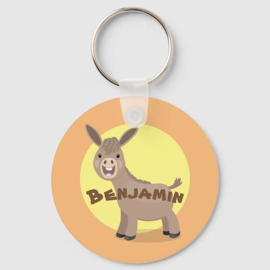 Cute happy miniature donkey cartoon sleutelhanger (Voorkant)