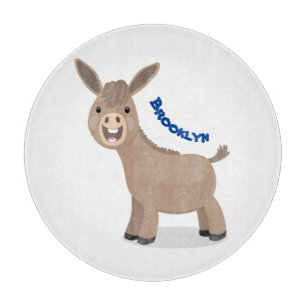 Cute happy miniature donkey cartoon snijplank