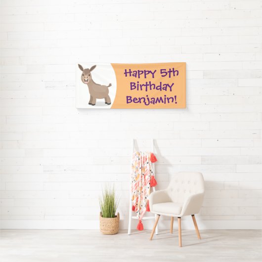 Cute happy miniature donkey cartoon spandoek (Insitu)