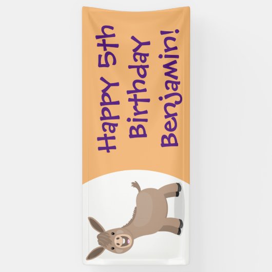 Cute happy miniature donkey cartoon spandoek (Verticaal)