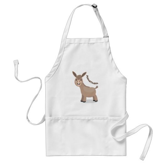 Cute happy miniature donkey cartoon standaard schort (Voorkant)