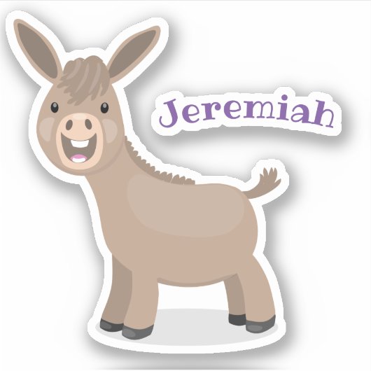 Cute happy miniature donkey cartoon sticker (Voorkant)