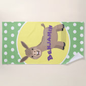 Cute happy miniature donkey cartoon strandlaken (Voorkant)