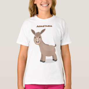 Cute happy miniature donkey cartoon t-shirt