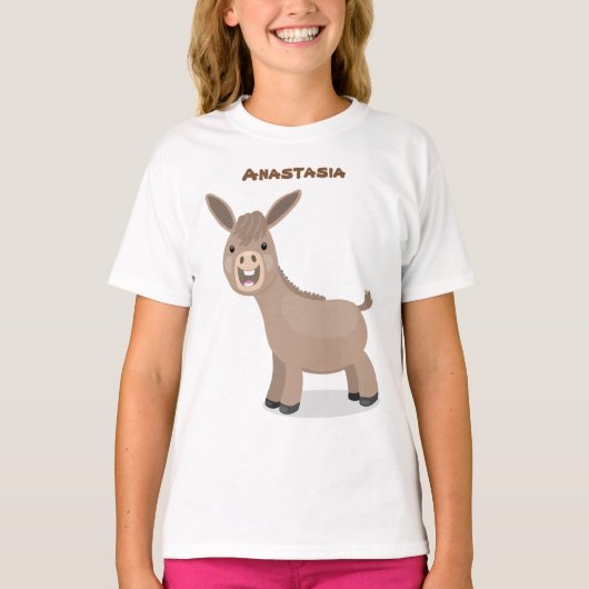 Cute happy miniature donkey cartoon t-shirt (Voorkant)