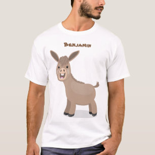Cute happy miniature donkey cartoon t-shirt