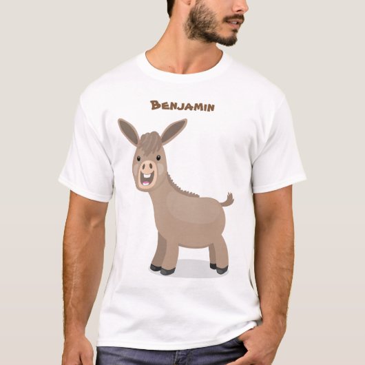 Cute happy miniature donkey cartoon t-shirt (Voorkant)