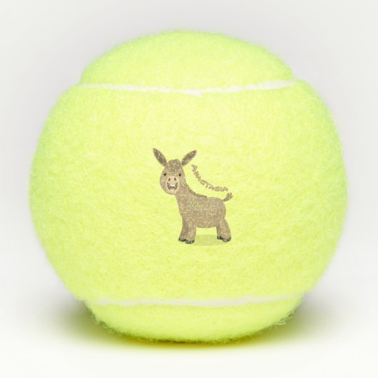 Cute happy miniature donkey cartoon tennisballen (Voorkant)