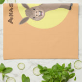 Cute happy miniature donkey cartoon theedoek (Gevouwen)