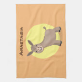 Cute happy miniature donkey cartoon theedoek (Verticaal)