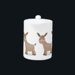 Cute happy miniature donkey cartoon theepot<br><div class="desc">Deze schattige ezel is gepropageerd in leuke cartoon stijl voor zielige stilte. Schattig plezier om al je objecten te etiketteren.</div>
