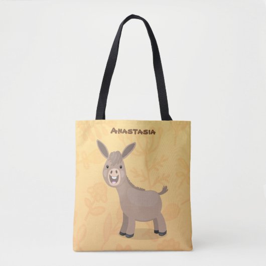 Cute happy miniature donkey cartoon tote bag (Voorkant)