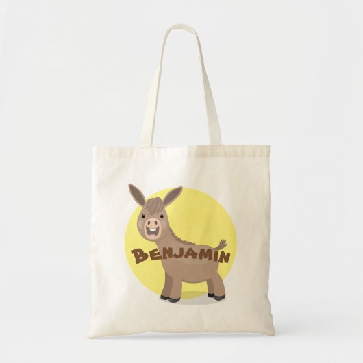 Cute happy miniature donkey cartoon tote bag (Voorkant)