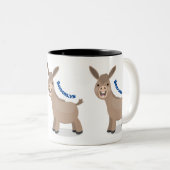 Cute happy miniature donkey cartoon tweekleurige koffiemok (Voorkant rechts)