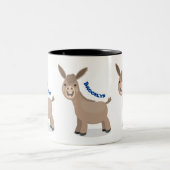 Cute happy miniature donkey cartoon tweekleurige koffiemok (Center)