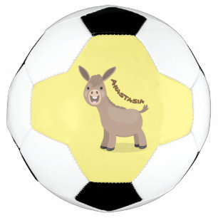 Cute happy miniature donkey cartoon voetbal