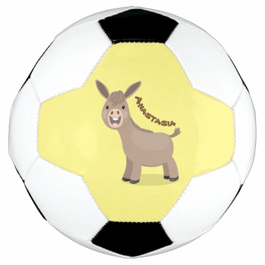 Cute happy miniature donkey cartoon voetbal (Voorkant)