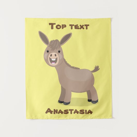 Cute happy miniature donkey cartoon wandkleed (Voorkant)