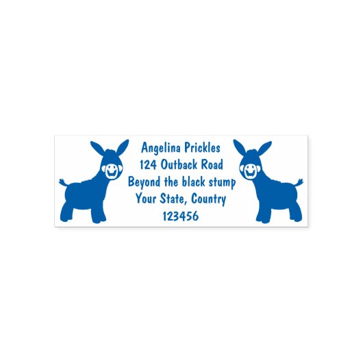 Cute happy miniature donkey cartoon  zelfinktende stempel (Design)
