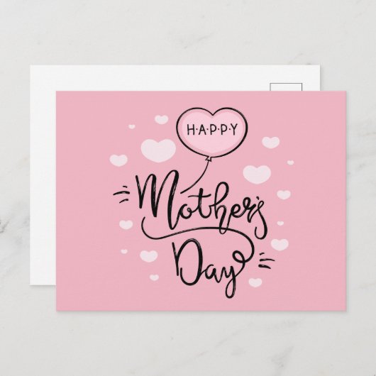 Cute Happy Moederdag Calligraphy | BRIEFKAART (Voorkant / Achterkant)