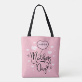 Cute Happy Moederdag Calligraphy | Canvas tas (Achterkant)