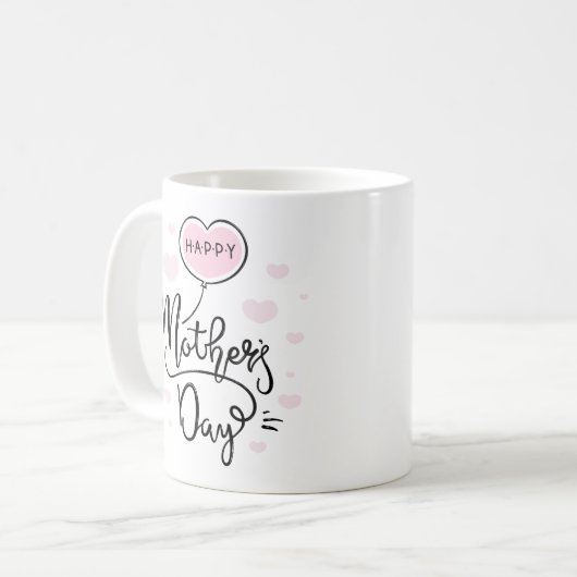 Cute Happy Moederdag Calligraphy | Koffie-Mok Koffiemok (Voorkant links)