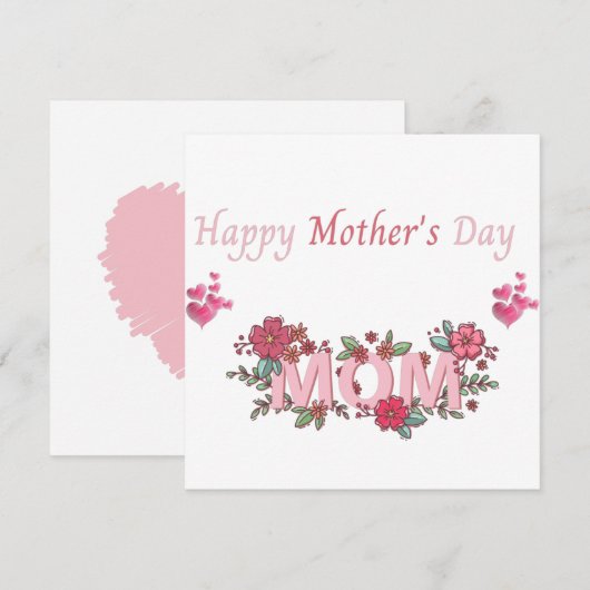 Cute Happy Moederdag mama Bedankkaart (Voorkant / Achterkant)