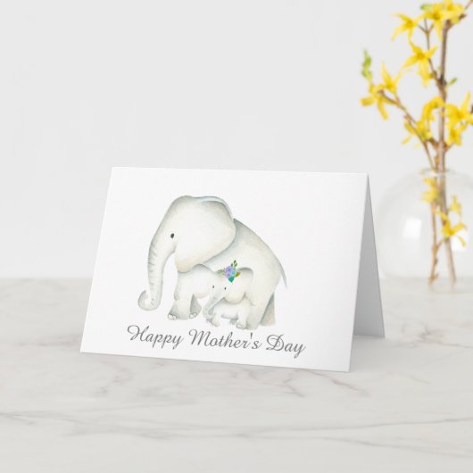Cute Happy Moederdag-olifantenkaart Kaart (Gele Bloem)