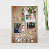 Cute Happy Moeders Day Flowers 3 Foto Kaart (Voorkant)
